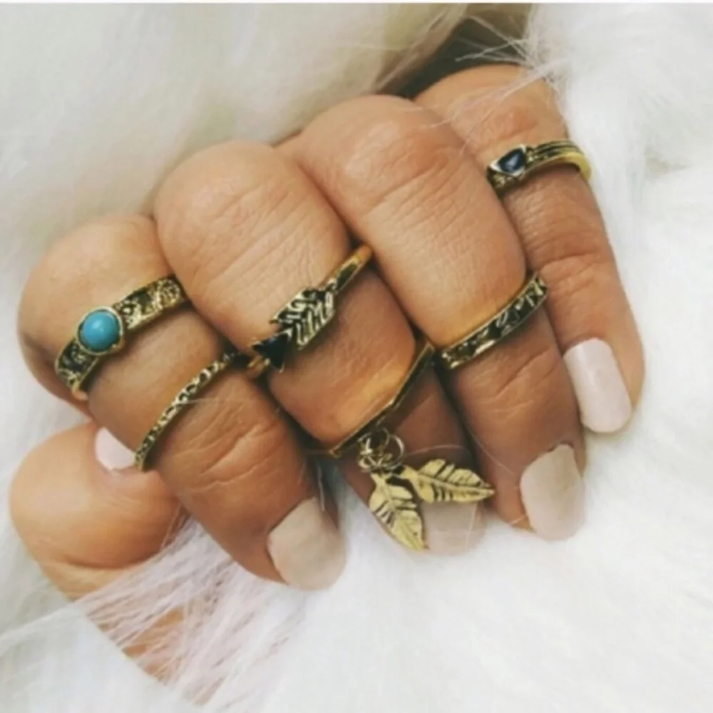 Set of 6 Boho Rings